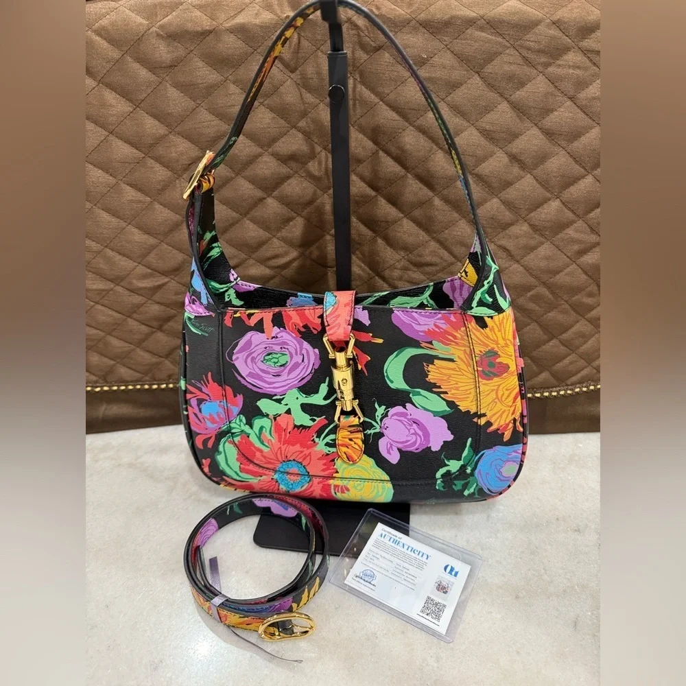 Gucci X Ken Scott New Shangai Calfskin Floral Print Small Jackie 1961 Hobo